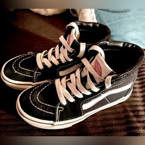 Vans Sk8-Hi. Very good used condition high-top shoes. Black & white. Size 12